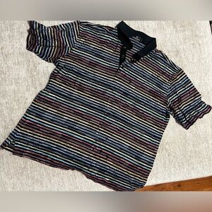 Bugatchi Black Polo with Multicolor Stripes